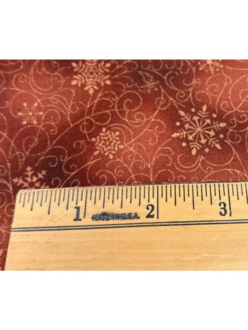 Copper Snowflake Cotton Fabric 13x18" Intricate Winter Swirl Pattern USA Made - Picture 3 of 14
